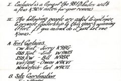 Page 1 of a 1988 Field Day planning document - Courtesy of Tom and Paula Esser (K9EM/N9VXD)