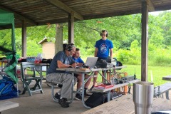 Bill, KD9WEW and visitors operating the GOTA station