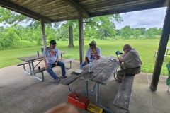 Loren (K3RFC), Glenn (K9GLN), and Jack (W9MU) do some catching up