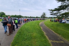 Waiting for gates to open on Friday morning.