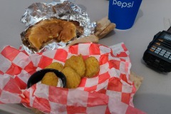 Mostly consumed pork chop sandwich and fried pickles.