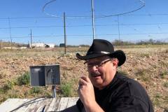 Doug Mather KD9PK operating QRP from Sahuarita, AZ using the world's largest discone antenna (80' high)