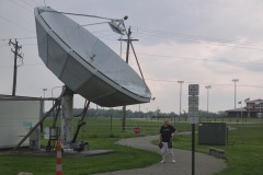 Ralph (WB9ICF) stands next to the WC8VOA 10 GHz EME antenna