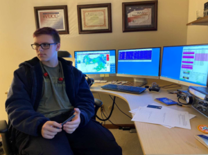 Tristan Sordelet operating at WB8BZK's shack for his Scouting Radio merit badge.