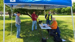 MCWA volunteers Harold (W9HB), Roger (KF9D), and Wendell (N9REP) at the McHenry County Century Bike Run net control station 5/30/2021
