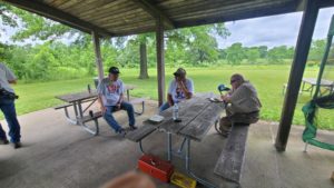 Loren (K3RFC), Glenn (K9GLN), and Jack (W9MU) do some catching up