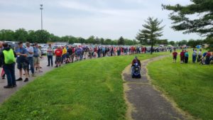 Waiting for gates to open on Friday.