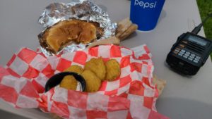 Mostly consumed pork chop sandwich and fried pickles.