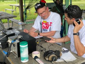 Loren, K3RFC and visitor at GOTA station