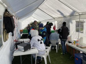 FT8, CW, Digital, and VHF crew with a group of scouts