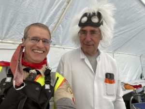 Doug  (KD9PQI) gets some tips on big power amplifiers from Gary (W9GD)