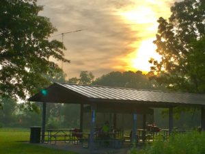 Joel W9NXM operating CW at sunrise