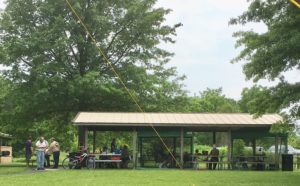 Several operators enjoying food and refreshments at the Rush Creek pavilion