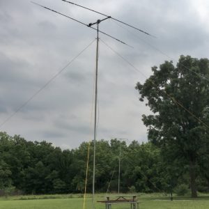 Triband CW antenna with darkening skies in the background-