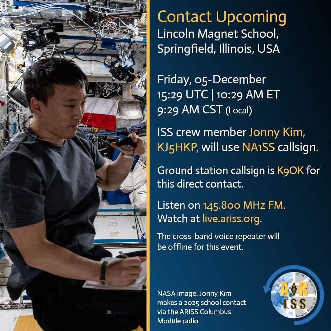 ARISS ISS event with K9OK and W9RX at the controls. December 5, 2025