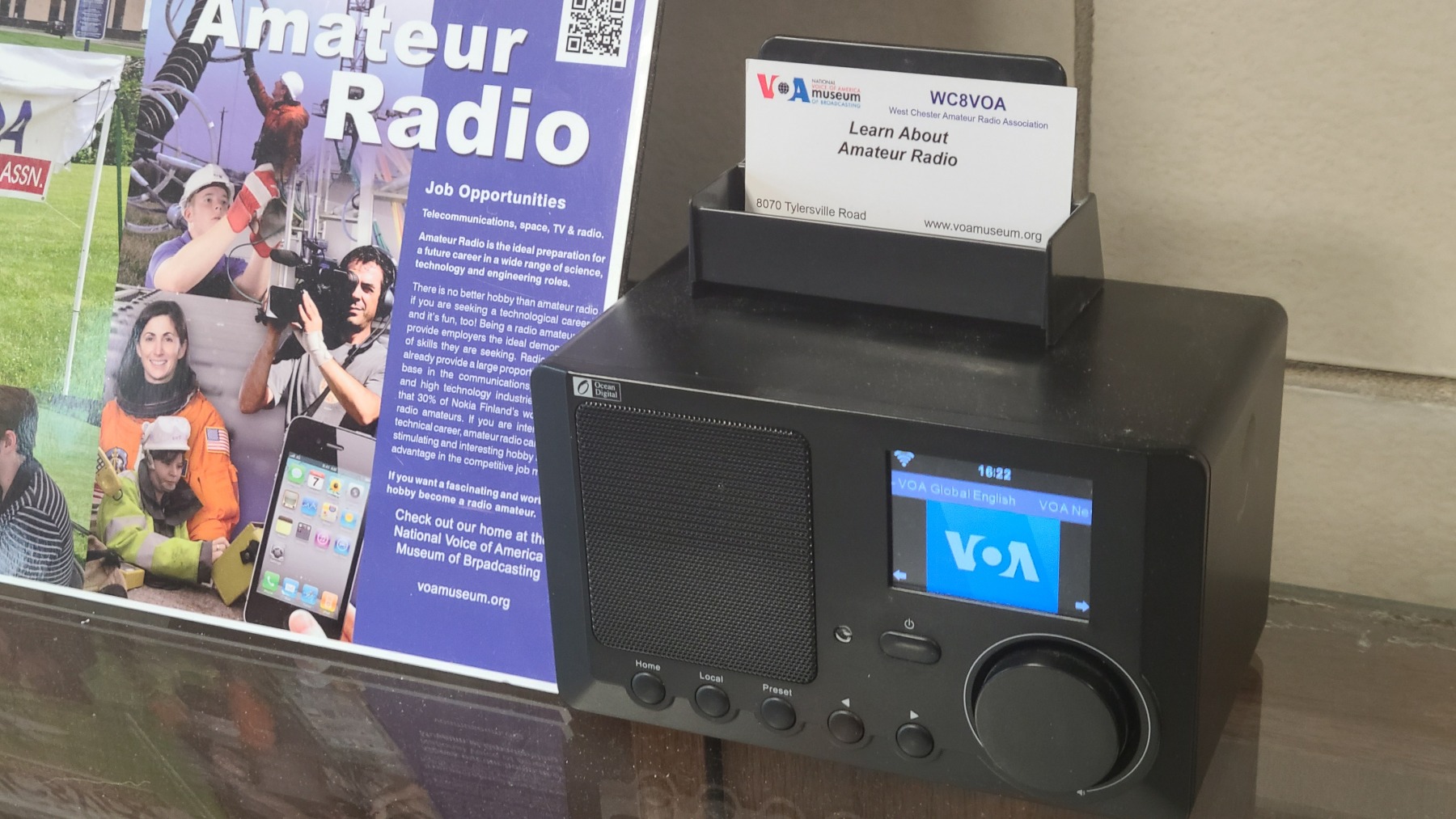Visitors are greeted by VOA Internet radio